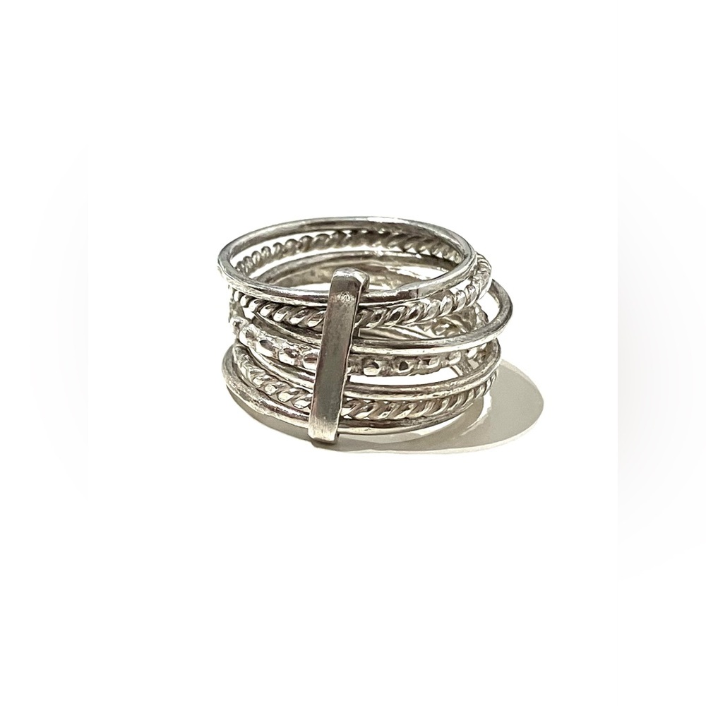Sterling Silver Days of The Week Stacked Ring 7